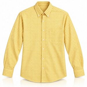 Brooks Brothers Men's 15.5 34/35 Yellow Check Slim Fit Non Iron Cotton Shirt